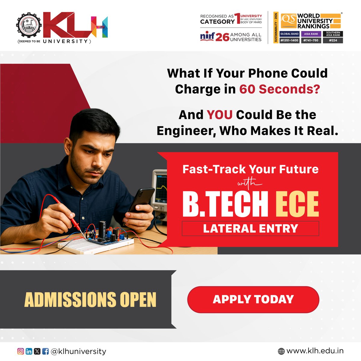 klhuniversity's tweet image. Boost your engineering career with KLH’s B.Tech ECE (Lateral Entry). Gain skills in VLSI, PCB design, wireless communication &amp;amp; automation through advanced labs and expert guidance.

Apply: kluniversity.in/admissions-202…

#KLH #BTechECE #ElectronicsEngineering #VLSI