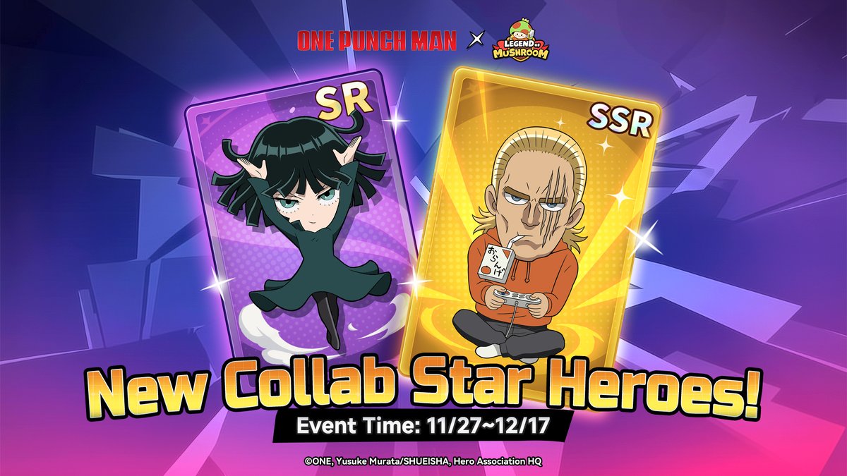 📢Collaboration Content Revealed!
Hellish Blizzard and King are enforcing justice! The limited-time collaboration Star Heroes are coming soon!

[SSR Star Hero – King]
Skill: King Engine
When King Engine roars, all enemies’ attack and defense will decrease.

[SR Star Hero –