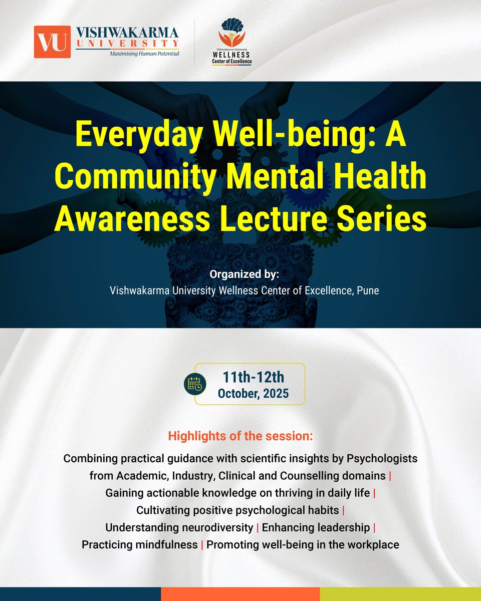 VU’s Wellness Center of Excellence wrapped up its 2-day ‘Everyday Well-being’ series with 100+ participants exploring mindfulness, neurodiversity, leadership &amp; daily well-being. 
Grateful to our speakers for inspiring a mindful, resilient community.💙 

#VUPune #MentalHealth