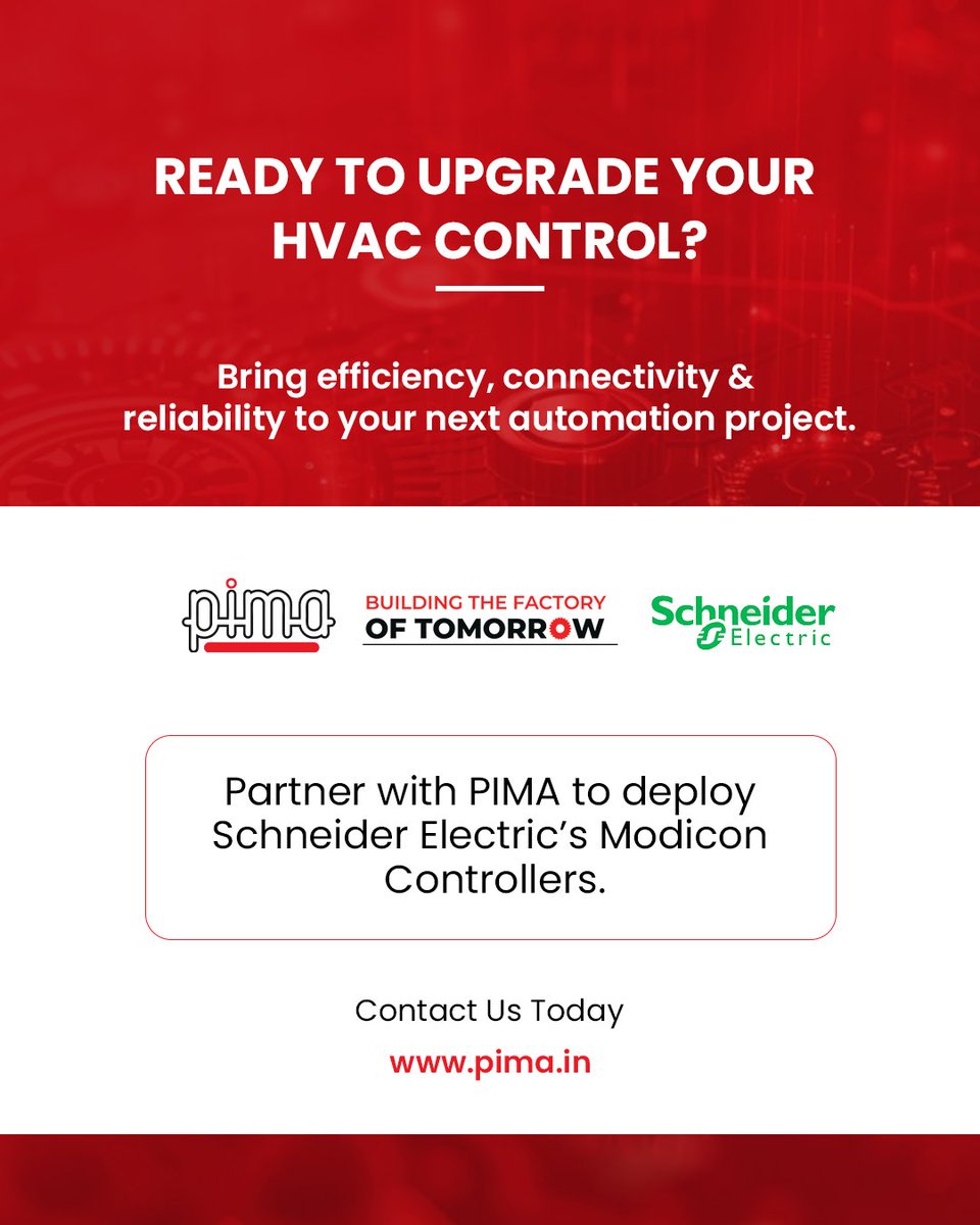 PimaControls's tweet image. From simple equipment to large HVAC systems, these controllers are built for efficiency, reliability, and long-term value.

#ModiconControllers #SmartHVAC #IndustrialAutomation #BuildingManagementSystems #SchneiderElectric #EnergyEfficientSystems #AutomationEngineering