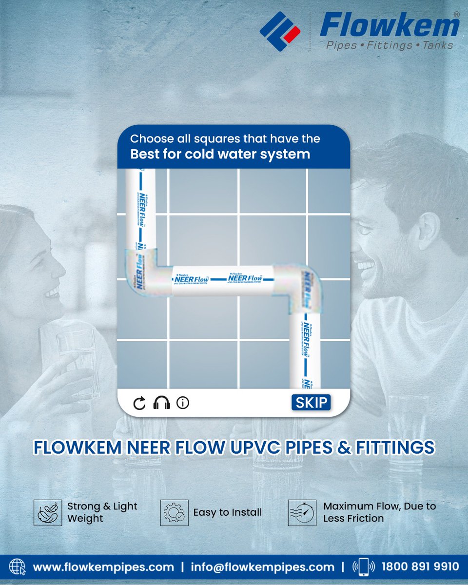 Flowkem1's tweet image. Flowkem NEER Flow UPVC Pipes = Pure, smooth &amp;amp; reliable cold-water flow every day.
Lightweight. Strong. High-performance.
Built for modern plumbing.
.
#Flowkem #NEERFlow #ColdWaterSystem #UPVCPipes #PlumbingSolutions #HighFlow #QualityPipes