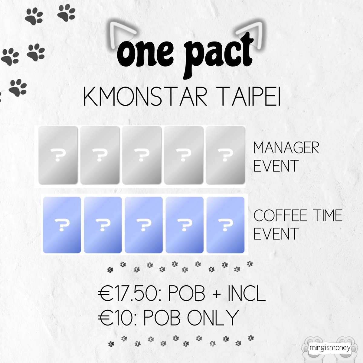 woobinsfate's tweet image. ONE PACT KMONSTAR TAIPEI EVENTS GO 

I’m going to Taipei, so hoping to get to attend these events 🤞🏼 any claims and shares are deeply appreciated 💗💗

You can claim through here or over on my insta where I have previous proof &amp;gt; instagram.com/p/DReDCIXjKuR/…

#onepact