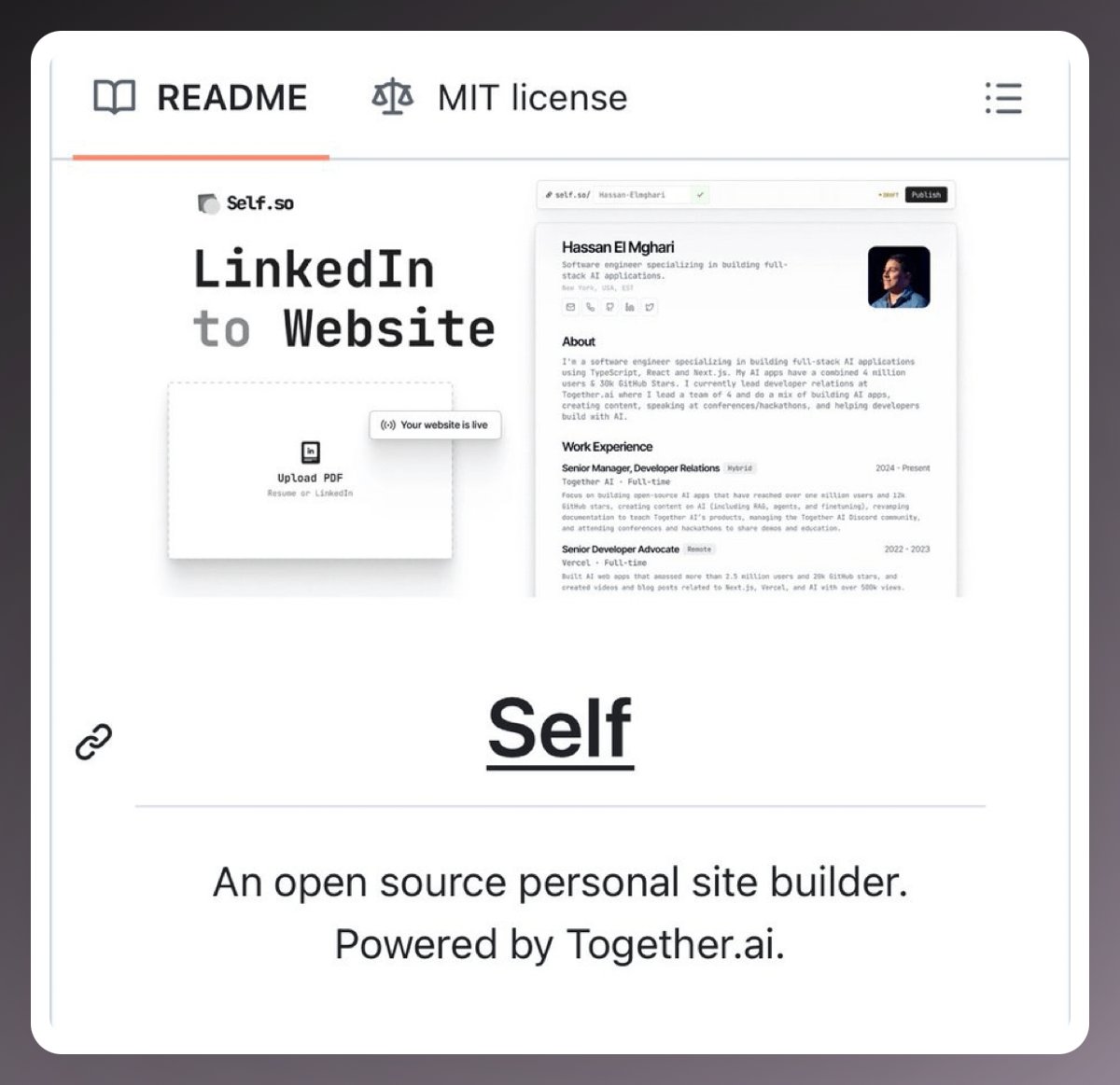 GithubProjects's tweet image. Turn your resume/LinkedIn into a professional website.