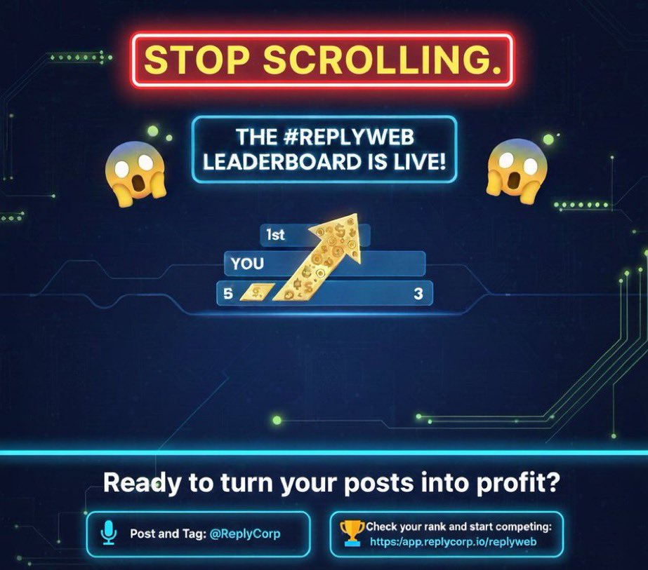 ADEX_BERRY01's tweet image. This update is wild.🚀
Being ranked in the Top 60 already feels unreal and the fact that every deposit from people engaging with my posts now pushes me higher is next-level social commerce.

@ReplyCorp didn’t just build a leaderboard…
They built a motivation engine.
$REPLY 🔴🟡