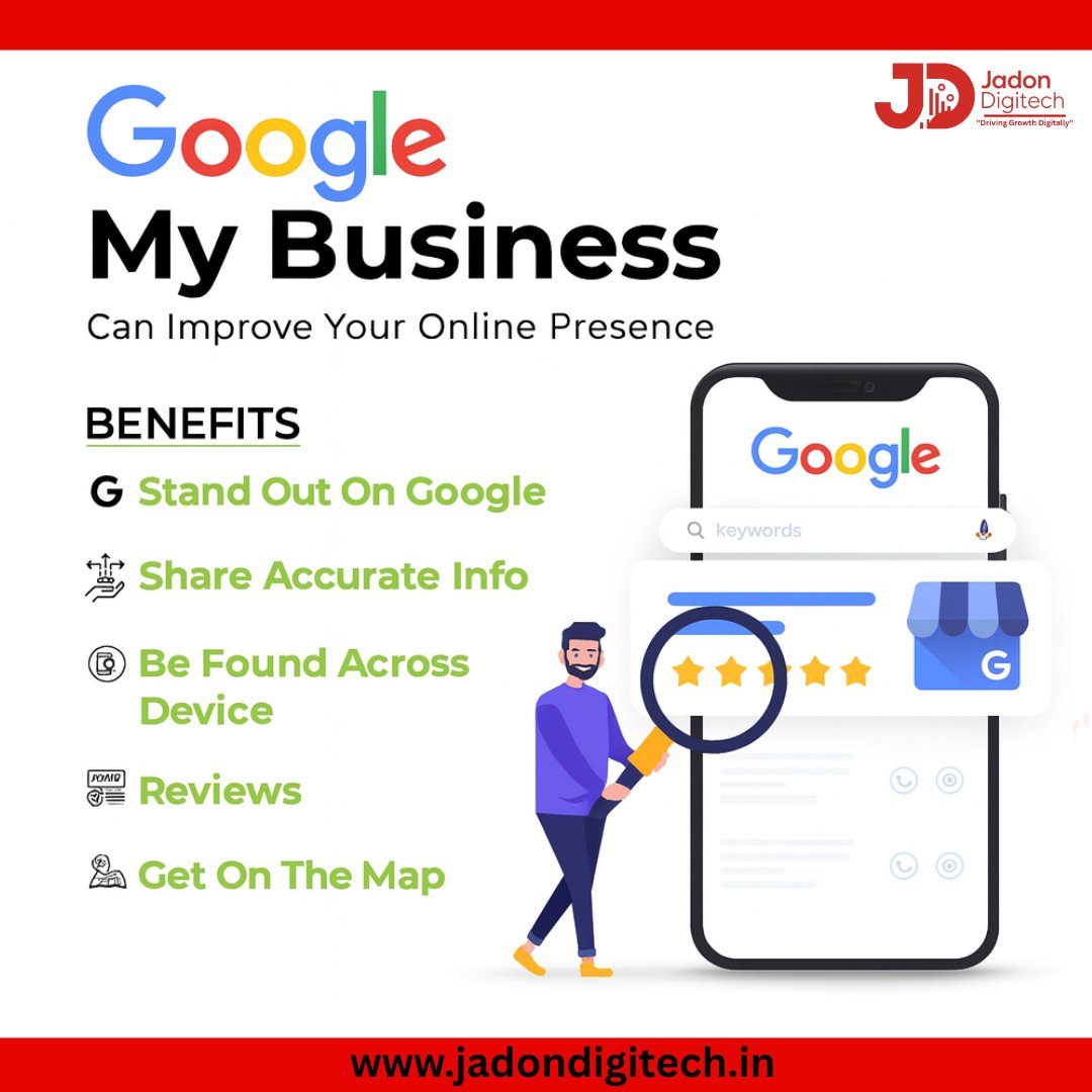 JadonDigitech's tweet image. Boost Your Online Presence with Google My Business!
Want your business to stand out on Google?
A well-optimized Google My Business (GMB) profile can bring you more visibility, trust, and real customers — without spending on ads! 🚀
#GoogleMyBusiness #DigitalMarketing #LocalSEO