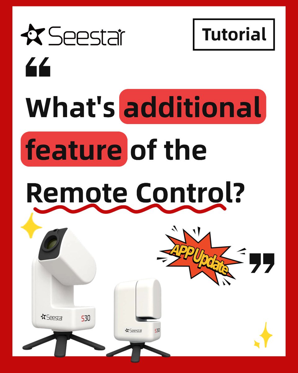 Seestar_astro's tweet image. Tutorial Time! Did you know Seestar’s Remote Control has powerful extra features?

👉Slide to view the tutorial!Have you found any tricks while trying them out?

And BTW… the Seestar S30 is now on Black Friday sale — best deal ever
#Seestar #Tutorial #Astrophotography #astronomy