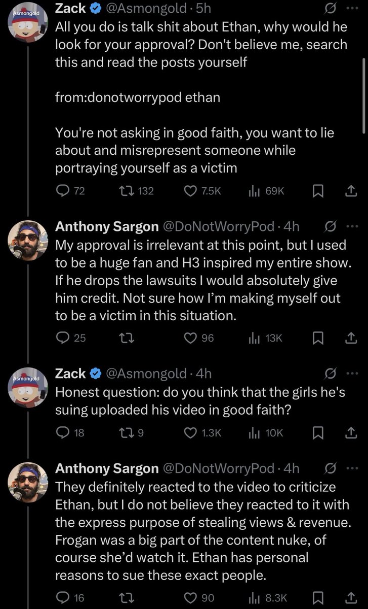 Awk20000's tweet image. Asmongold &amp;amp; Anthony Sargon go back &amp;amp; forth over the Kaceytron lawsuit

Sargon had asked Ethan to drop the lawsuits to which Asmon joined the convo

“All u do is talk sh*t..not asking in good faith..u want to lie abt &amp;amp; misrepresent someone while portraying urself as the victim…”