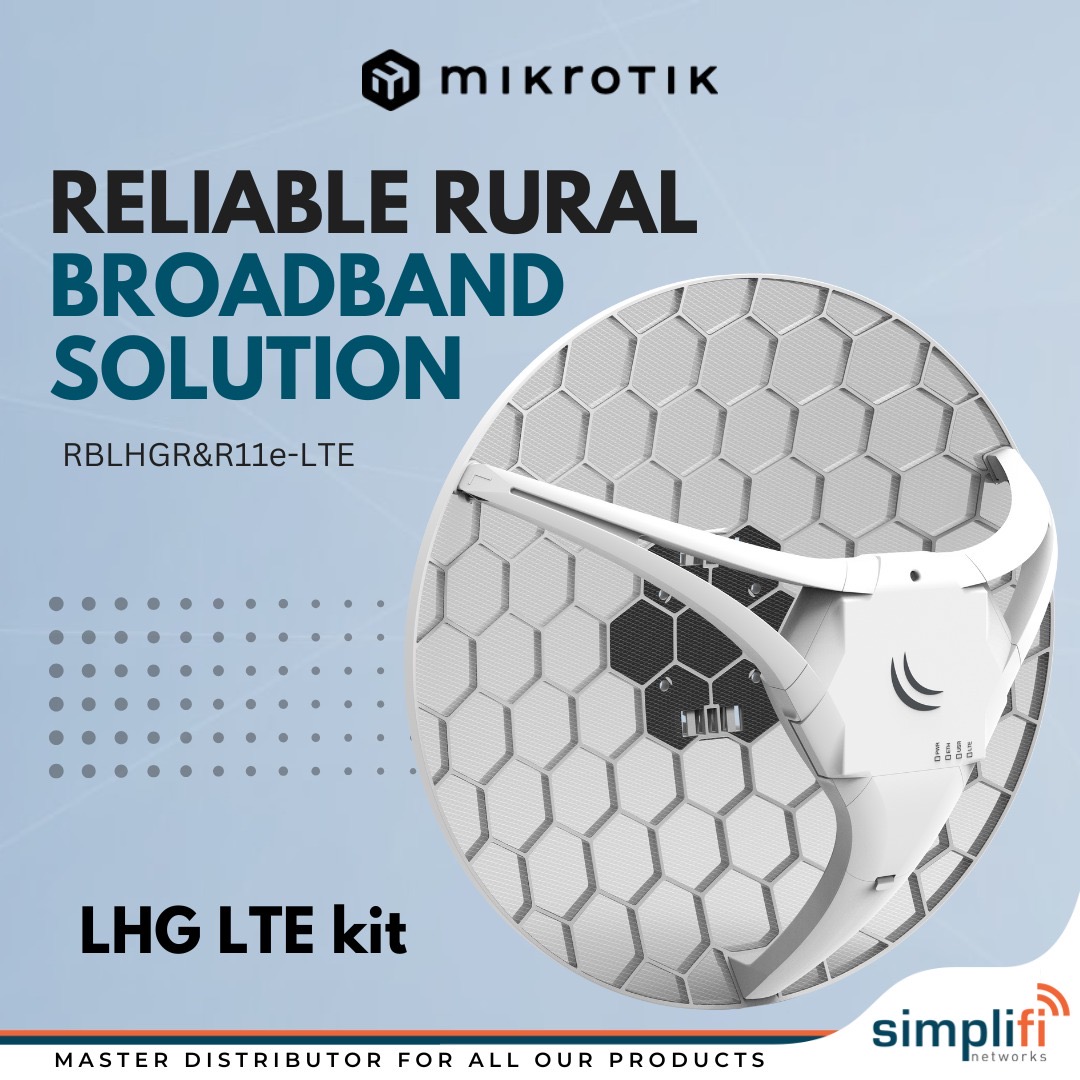 SimplifiNetwork's tweet image. Bringing reliable internet to hard-to-reach communities shouldn’t be a challenge, it should be the standard.

The MikroTik LHG LTE kit delivers strong, long-distance LTE where coverage is weak but connectivity is essential. Homes, farms, schools, businesses always online.