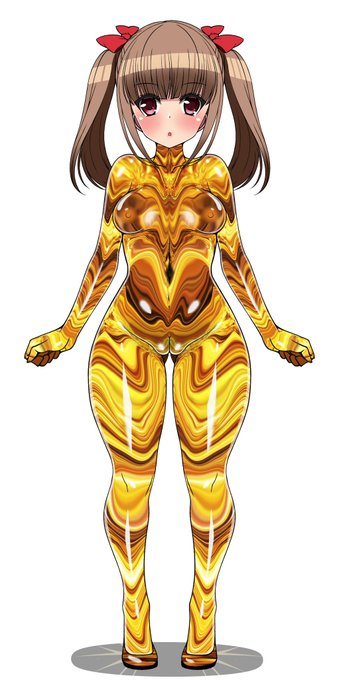 昨日のやつ
兄曰く「頭まで包む全身よりもあえて首から下だけコーティングされてる方がフェチじゃないか?」

らしいのでiPad取り出してサッとレイヤー切り抜いてみた。 