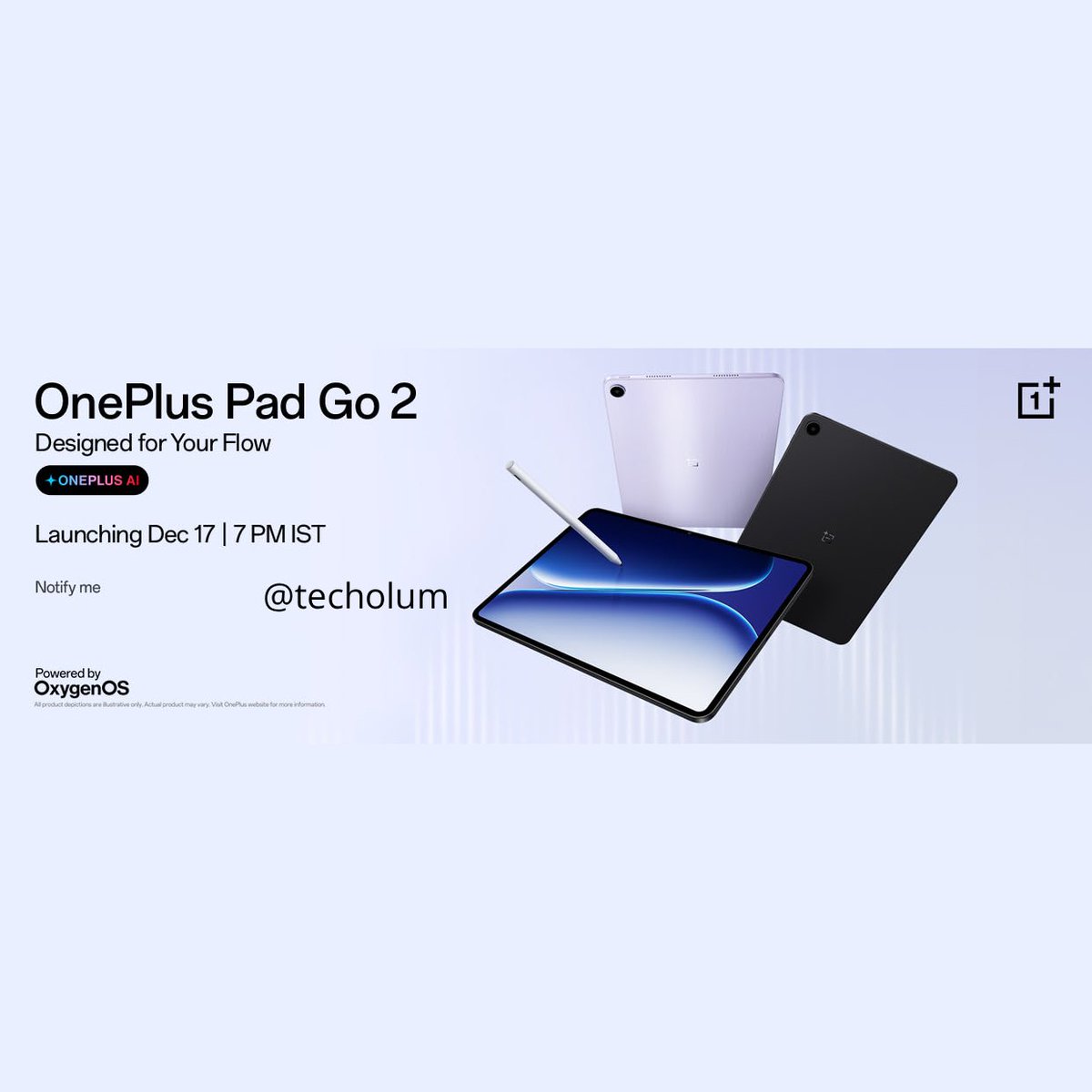 techolum's tweet image. OnePlus Pad Go 2 will launch in India on December 17.

#OnePlusPadGo2 #OnePlus #OxygenOS