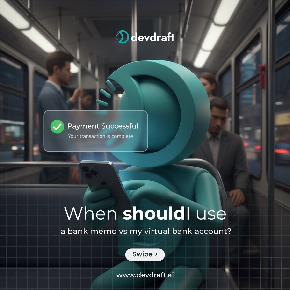 DevdraftAI's tweet image. Got questions about using Devdraft? We&apos;ve got answers.

Bank memo or virtual bank account - which should you use?

We break down when to use each, key differences, and how to pick what fits your workflow.

Swipe to learn →

#Devdraft #FAQ #BankMemo #VirtualAccount…