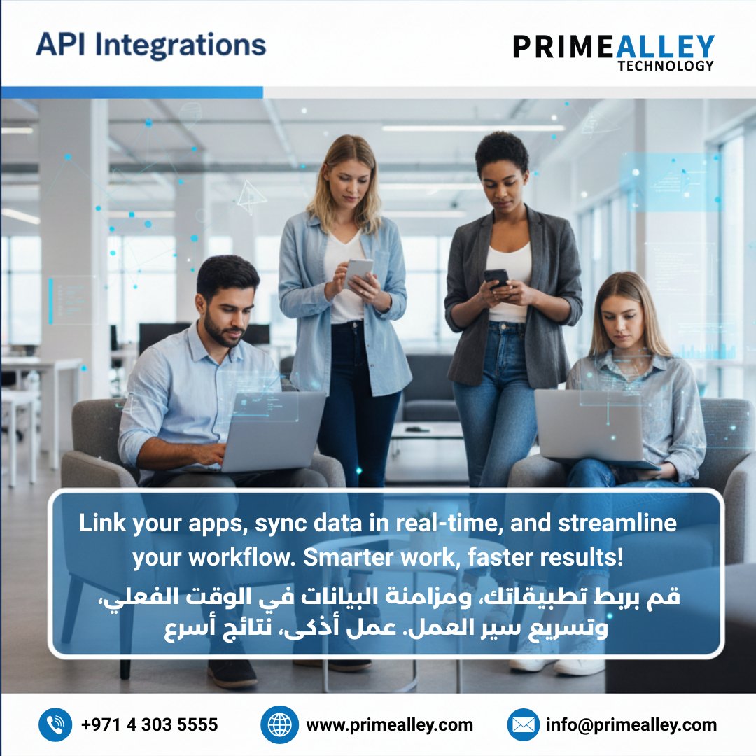 PrimeAlley's tweet image. API Integrations – Connect &amp;amp; Automate
Link your apps, sync data in real-time, and streamline your workflow. Smarter work, faster results!

#APIIntegrations #Automation #SmartWorkflows #DigitalSolutions #IntegrationMadeEasy #تكامل_API #تشغيل_آلي #حلول_رقمية #أدوات_عمل