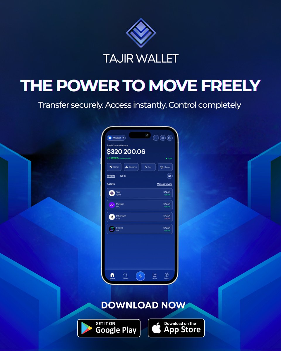TajirWallet's tweet image. ⚡ With Tajir Wallet, enjoy quick transfers and effortless access wherever you go.
Freedom is just one tap away.

Experience True Freedom: bit.ly/Tajir-Wallet-D…

#TajirWallet #Web3Wallet #Decentralized #Cryptocurrency #DApps #Web3 #Bitcoin #Ethereum #Technology