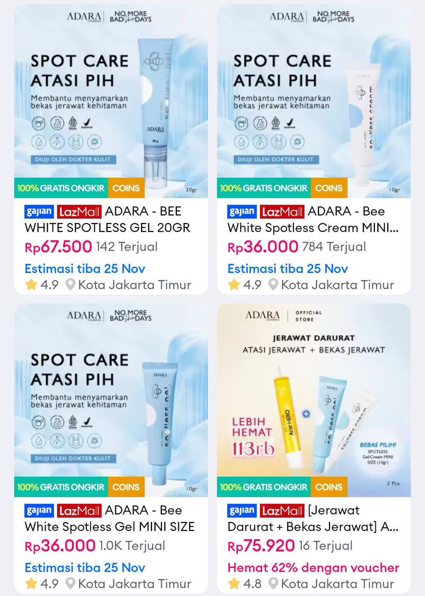 Adara_ID's tweet image. Met hari selasa beeuties✨😍, Spotless gel best seller kita yuk cobain, harga diskon banyak di Lazada ‼️✅

⬇️⬇️⬇️
s.lazada.co.id/s.ZXMo4k