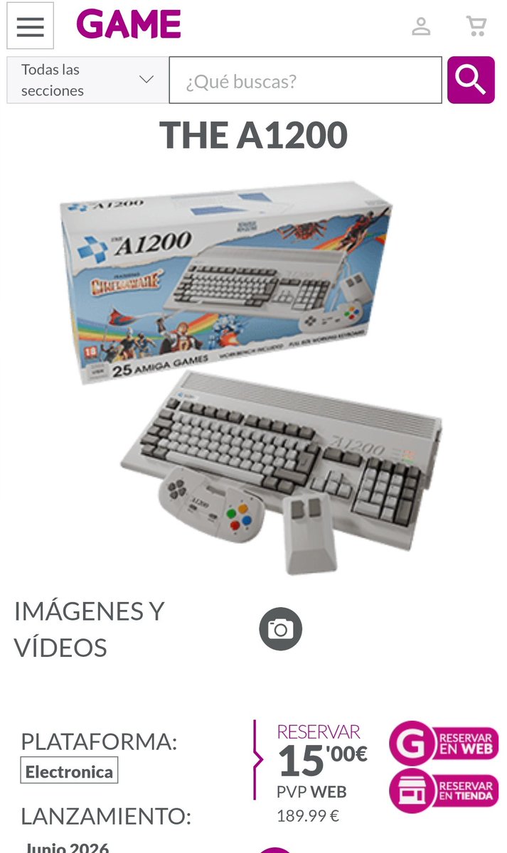 CommodoreSpain's tweet image. Aviso a navegantes . @VideojuegosGAME ya tiene habilitada la reserva del gran #TheA1200. Estáis avisados 😍😜