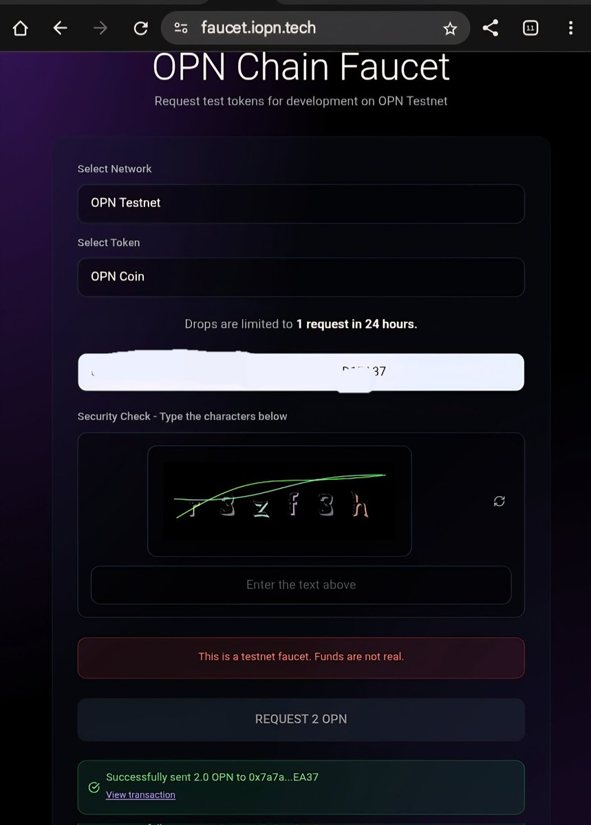 wizvicor's tweet image. My Latest Experience

Messing around on the @IOPn_io testnet again and decided to push things a bit just to see how the chain behaves. First thing I did was grab the daily faucet OPN and then to swap it straight into OPNT. Nothing crazy just a basic flow I’ve repeated a few times…