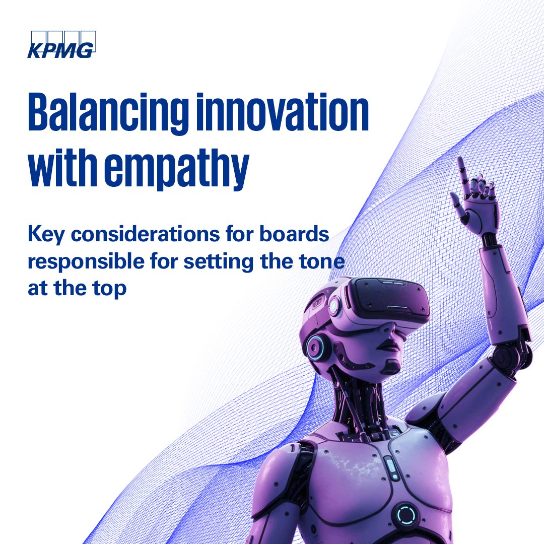 KPMGIndia's tweet image. While AI may drive efficiency, it also raises profound ethical and human questions, especially for boards responsible for setting the tone at the top. Boards must ensure that technological progress is not pursued at the cost of human well-being. Ethical leadership isn’t just…