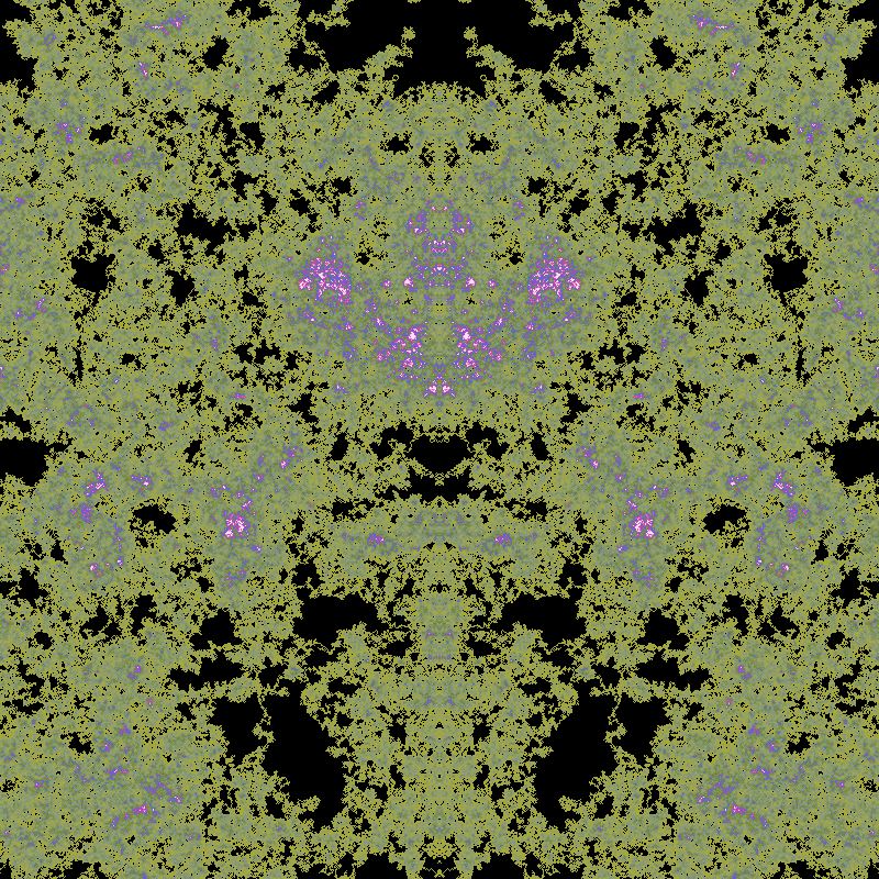 PatternRandom's tweet image. Mirrored palettewalk
iterations=1296118,levels=26,seed=1106486663,cols=6,c1=a9ab30,c2=82968d,c3=7c8d20,c4=5062ee,c5=e73b96,c6=fbe1fa