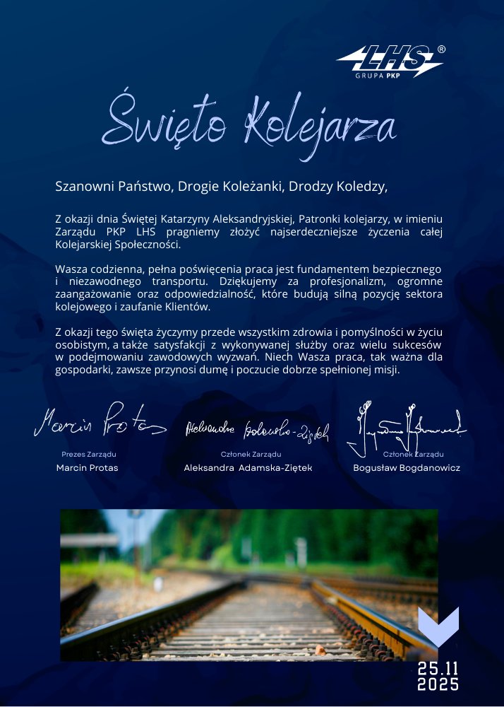Życzenia z okazji Święta Kolejarza 2025