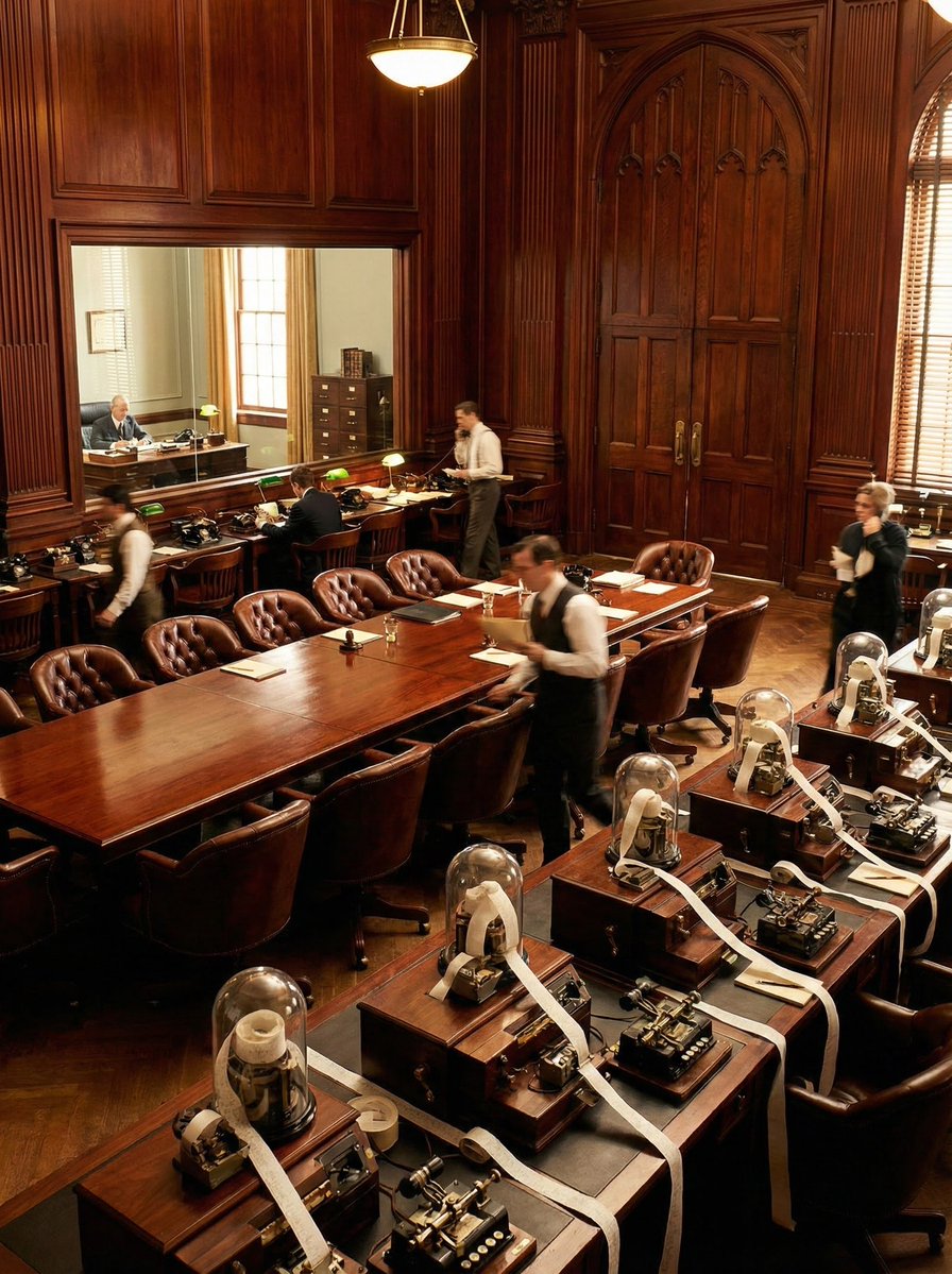 seth's tweet image. Jesse Livermore’s trading floor in 1929 @andrewrsorkin