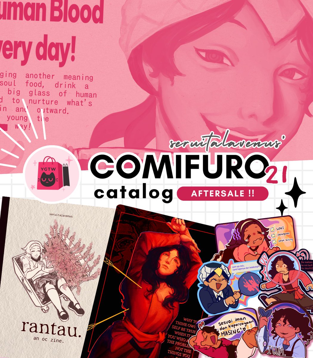 [🩷 RT+likes are appreciated 🩷] 
seruitalavenus' #CF21 Aftersale is open ✨ (1/3)

🥮 Originals
🗓️ 25 November - 31 November
💌 Mail Order (JNE)
🔗 Scan QR code (at the last slide!)

#COMIFURO21 #CF21CATALOGUE #CF21CATALOG #CF21AFTERSALE