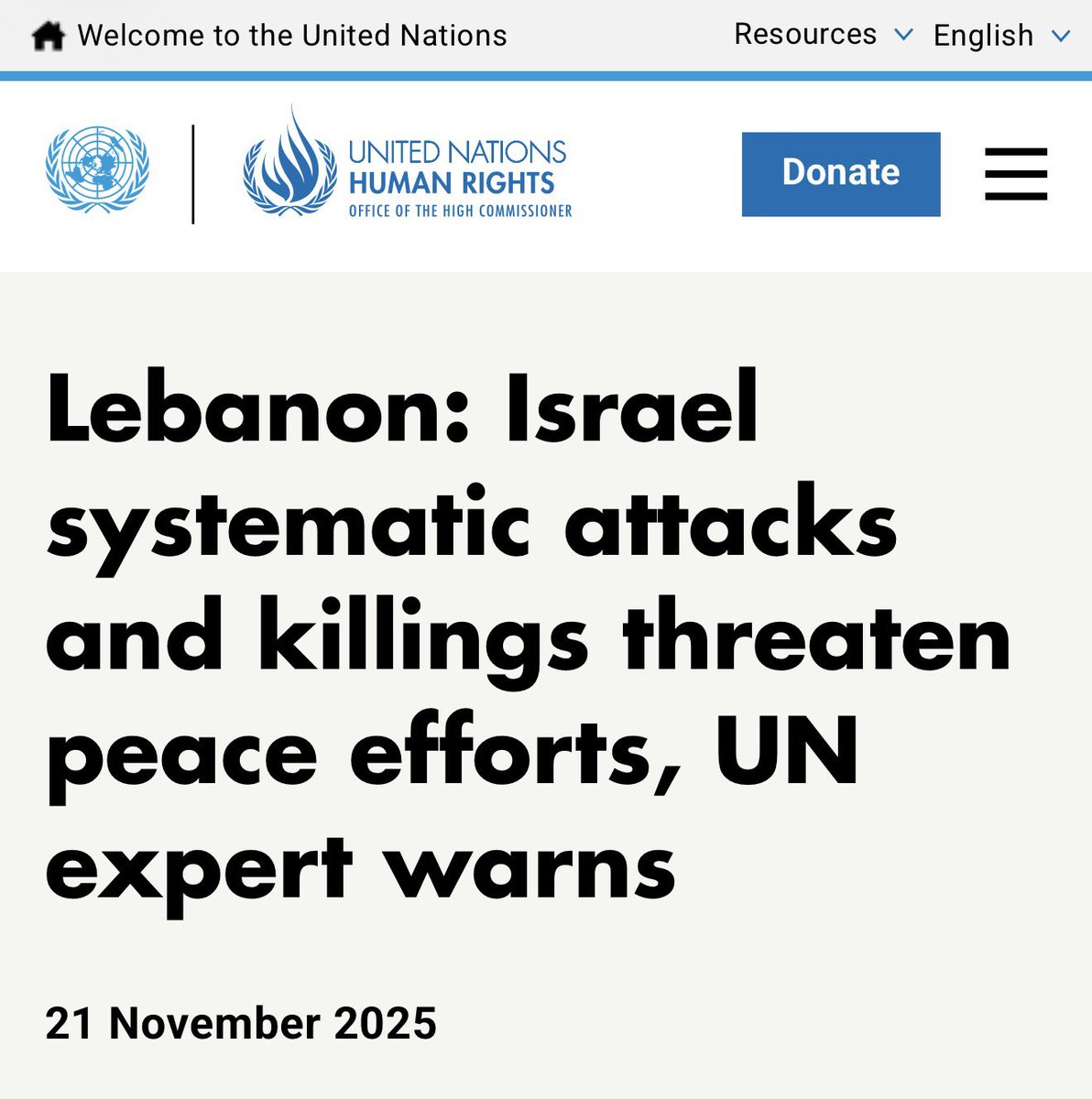 Nanu:
“a disturbing pattern of lethal strikes in populated areas by Israel, and of total disregard for the ceasefire and for Lebanese peace efforts”