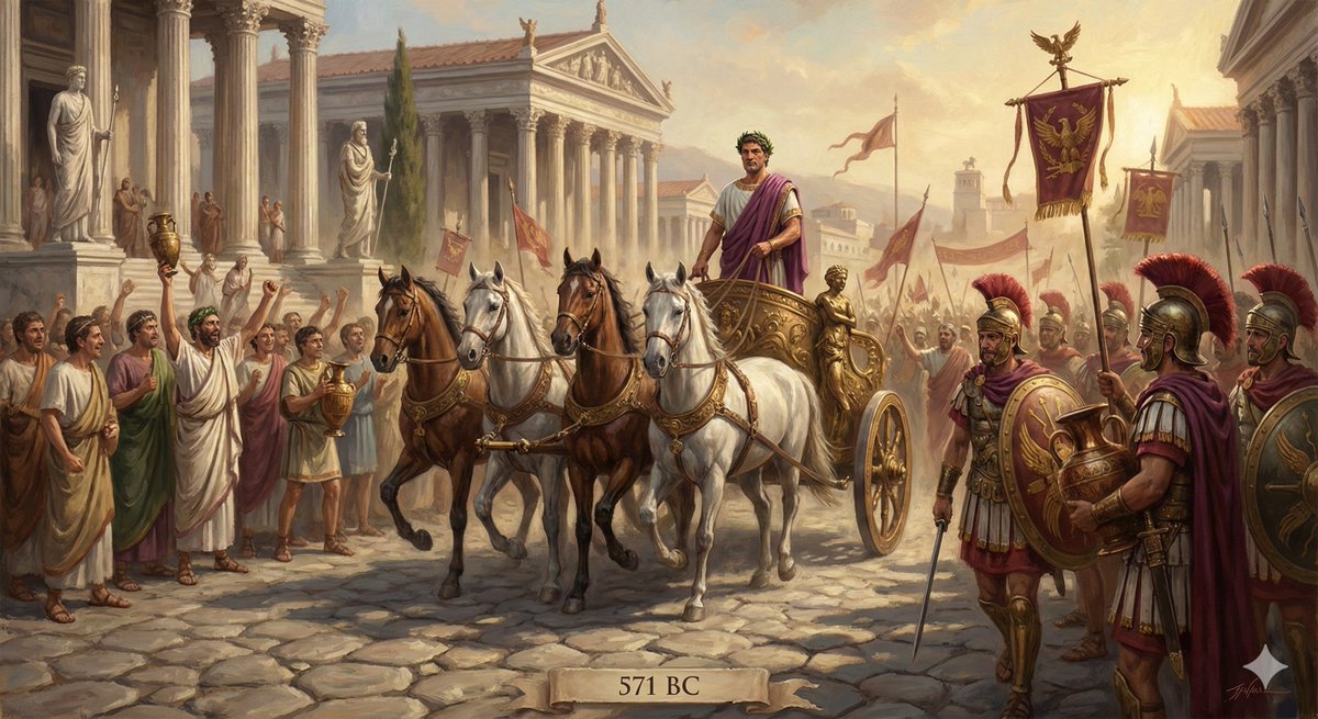 dumendenvlog's tweet image. 571 BC: Rome’s King Claims Victory — The First Triumph Begins

571 BC — Rome erupts in thunderous celebration as King Servius Tullius rides through the city in a blazing triumph.
The message is unmistakable: the Etruscans have been crushed

#ServiusTullius #AncientRome #Etruscans…