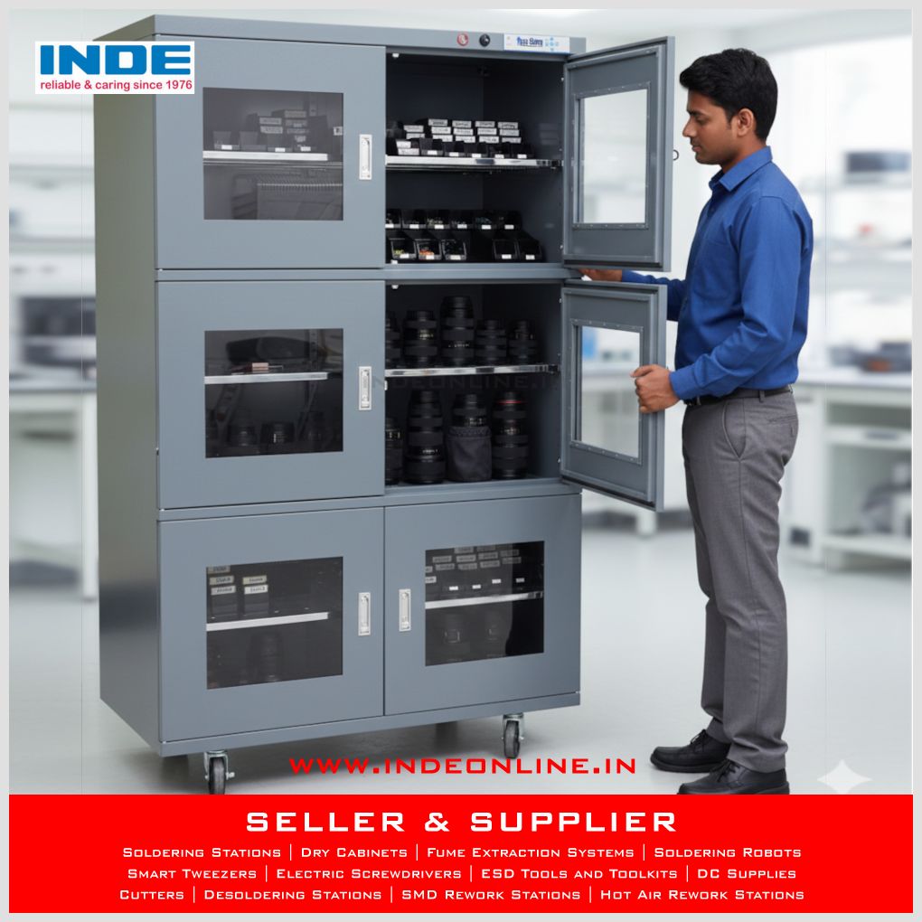 INDEEnterprise2's tweet image. Boost your yield! #Moisture is killing your #Semiconductors &amp;amp; #PCBs. Get an ESD Safe Dry Cabinet (1-60% RH) for J-STD-033C compliance. Protect your sensors and batteries now! 

- Call: 9316134502.

indeonline.in/inde/category/…

#Semiconductor #ESDsafe #DryStorage #electronics