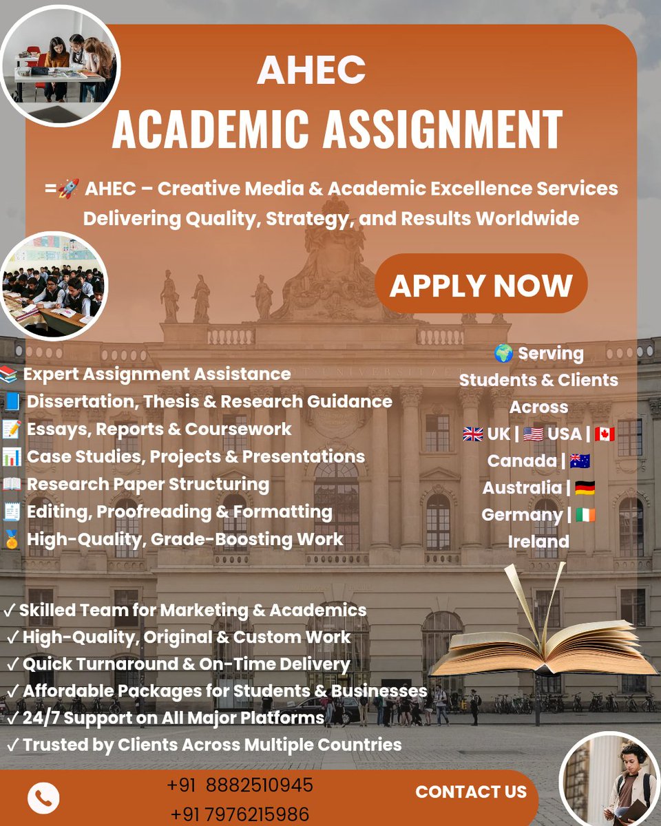 Assignment4_you's tweet image. Providing structured research assistance and professional editing for global learners.
📞 +91 8882510945 | +91 7976215986