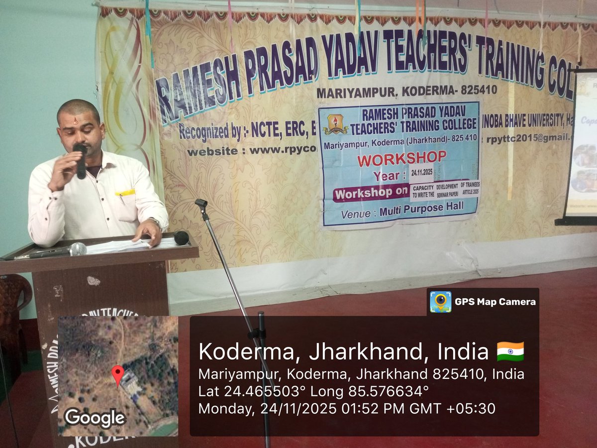 RpyttcKoderma's tweet image. रमेश प्रसाद यादव शिक्षक प्रशिक्षण महाविद्यालय में दिनांक 24.11.2025 दिन सोमवार को एकदिवसीय कार्यशाला का आयोजन किया गया। जिसका विषय कैपेसिटी डेवलपमेंट ऑफ ट्रेनीज टू राइट द सेमिनार पेपर/आर्टिकल था।