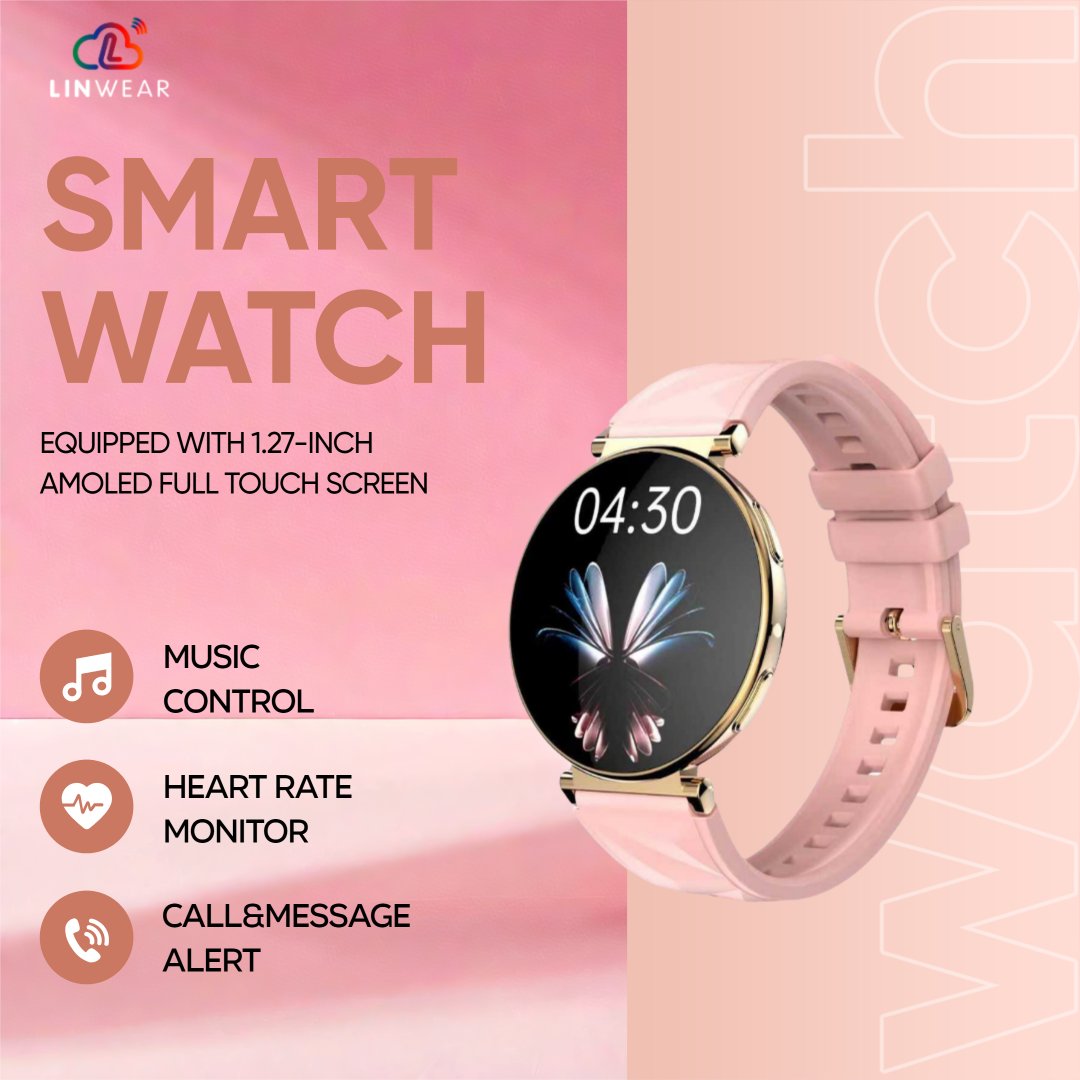 KellyGu299409's tweet image. Linwear Fashion Ladies smart watch-LA67, 1.32 inch Amoled HD display screen
⌚Sleek style,Timeless elegant -Stylish, Lightweight &amp;amp; Versatile!
✨7mm slim,24/7 health tracking and menstrual cycle reminders – designed just for her!
​#watch #smartwatch #amoled #fashion #ladies
