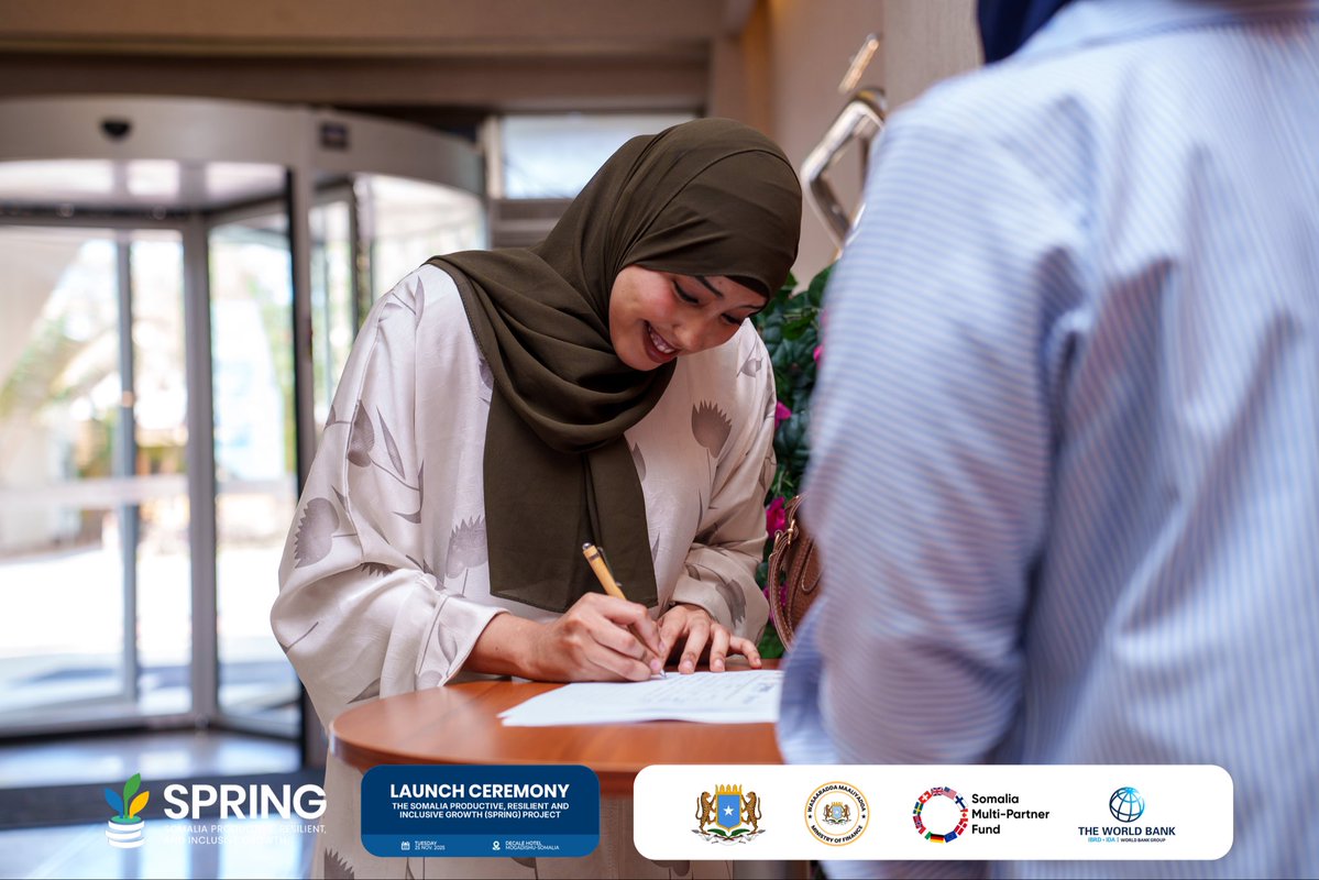 SPRING_MOF_SOM's tweet image. Guests are arriving and registering for the SPRING Launch Event today as leaders, partners, and the public come together to kick off Somalia’s next chapter of productive and inclusive growth. 
#SPRINGProject #Somalia