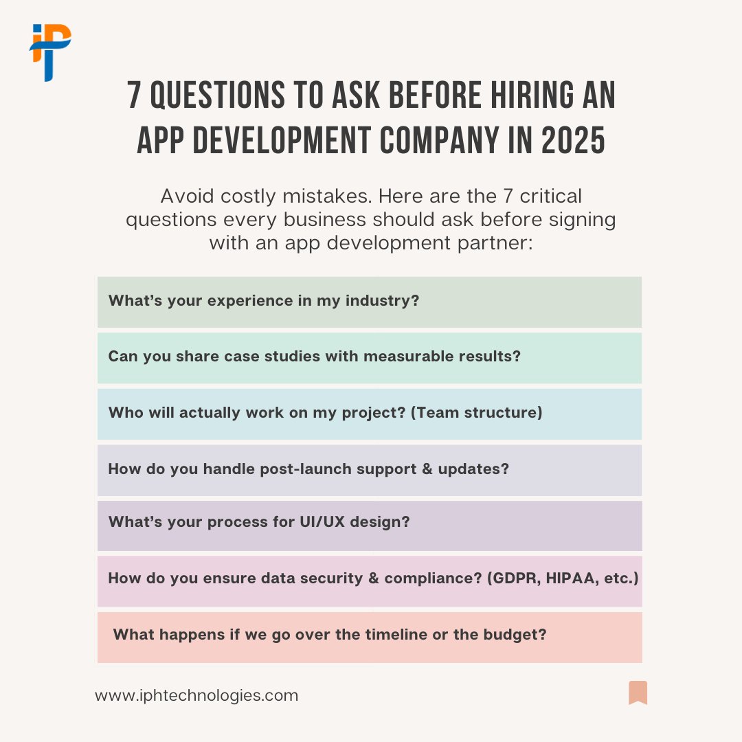 iphtechnologies's tweet image. At IPH Technologies, we’re transparent about all of the above — because your success is our priority.
Save this checklist for your next project! 📌

Visit - iphtechnologies.com/contact-us/?ut…
#AppDevelopmentTips #HireDevelopers #MobileAppStrategy  #IPHTechnologies