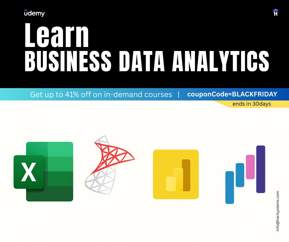 harisystems's tweet image. Business Data Analytics Bootcamp: Master AI-Powered Insights
udemy.com/course/busines…
#datascience #powerbi #analytics #ai #blackfriday #offer #udemy