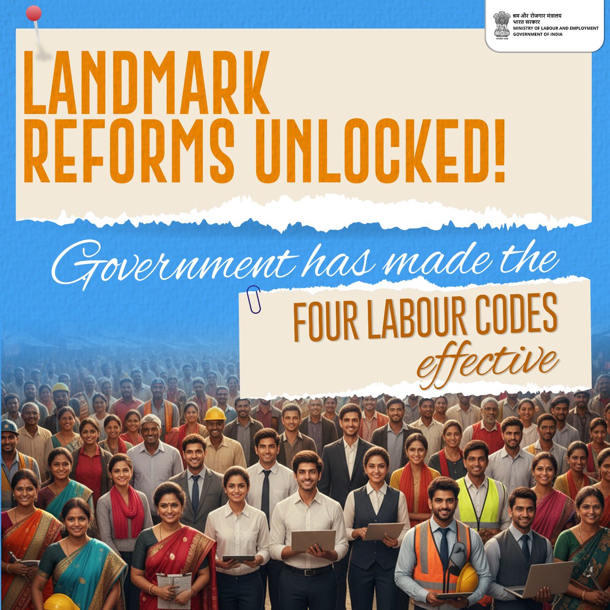 epfopeenya's tweet image. The Code on Wages expands the statutory right to minimum wages for all employees, in all sectorscovering both organised as well as unorganised sectors, —ensuring wage protection.
#श्रमेव_जयते #ShramevJayate