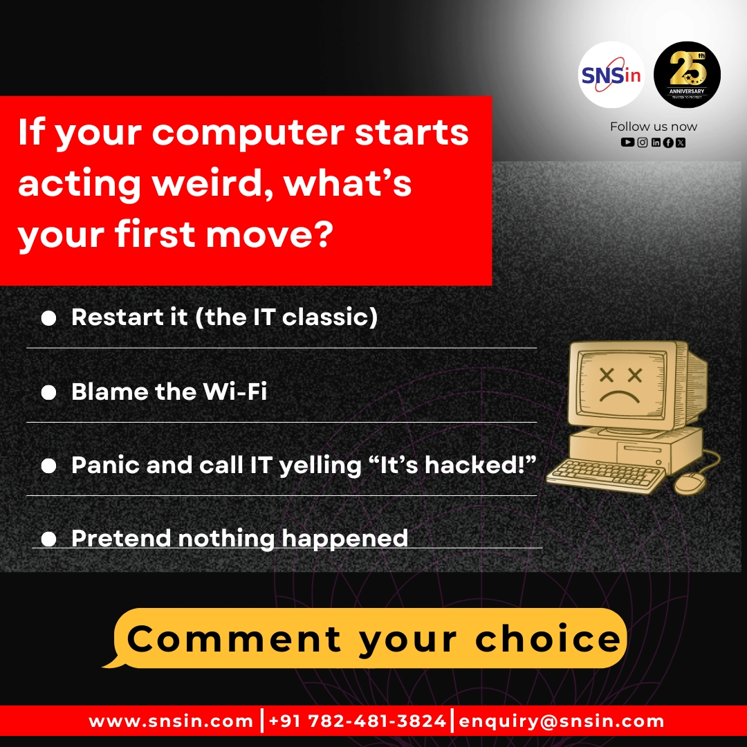 SolutionsSecure's tweet image. “It’s acting weird…” — what’s your first move?

Your computer freezes, cursor vanishes, something feels off 👀

Sometimes tiny glitches are early signs of malware. Don’t ignore them — stay alert, stay secure 🔒

#CyberSecurityAwareness #Infosec #CyberSmart