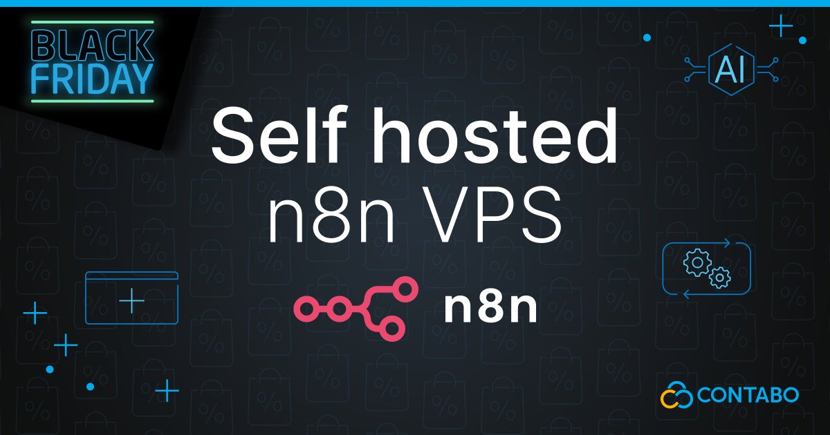 ContaboCom's tweet image. Build more with less, with up to 25% discount for long-term VPS contracts &amp;amp; n8n as a free 1-click app🚀​
Automate workflows. Connect your tools. Zero code, all efficiency 👉 contabo.com/en/n8n-hosting

#BlackFridaySavings #AutomationTools #AI #n8n #nocode