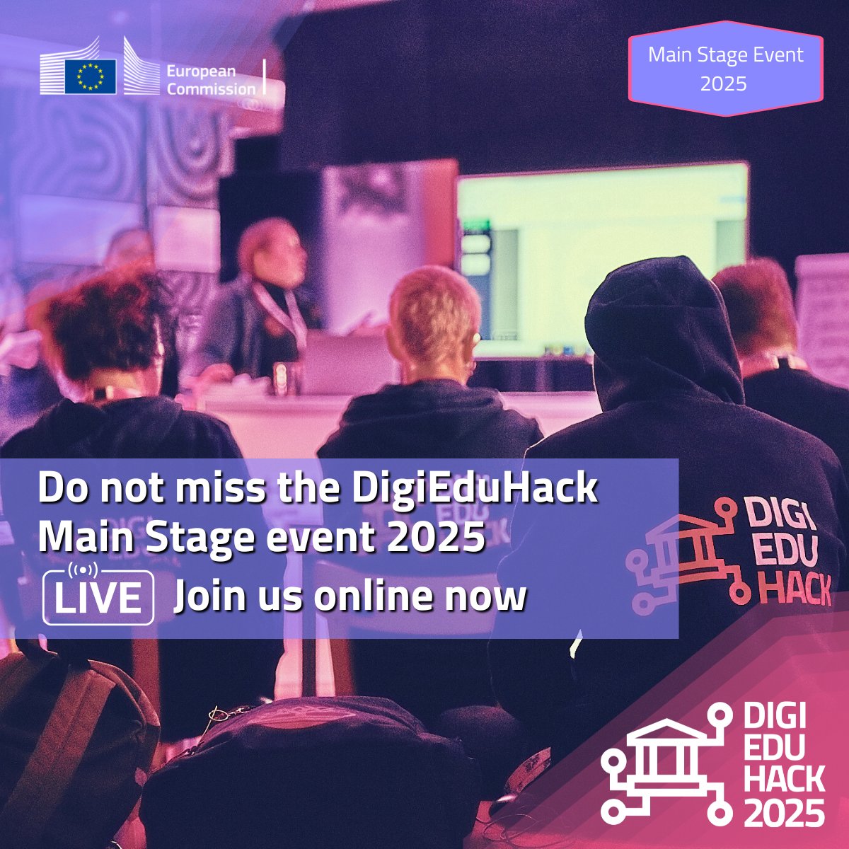 DigiEduHack's tweet image. The #DigiEduHack Main Stage Event is about to start, join us!  

💡We celebrate the ideas, solutions, and community rethinking education in the age of digital skills. 

🕒 09:30 - 13:00 CET
🔴💻 Follow online live: digieduhack.com/main-event
#DigiEduHack #DigitalEducation