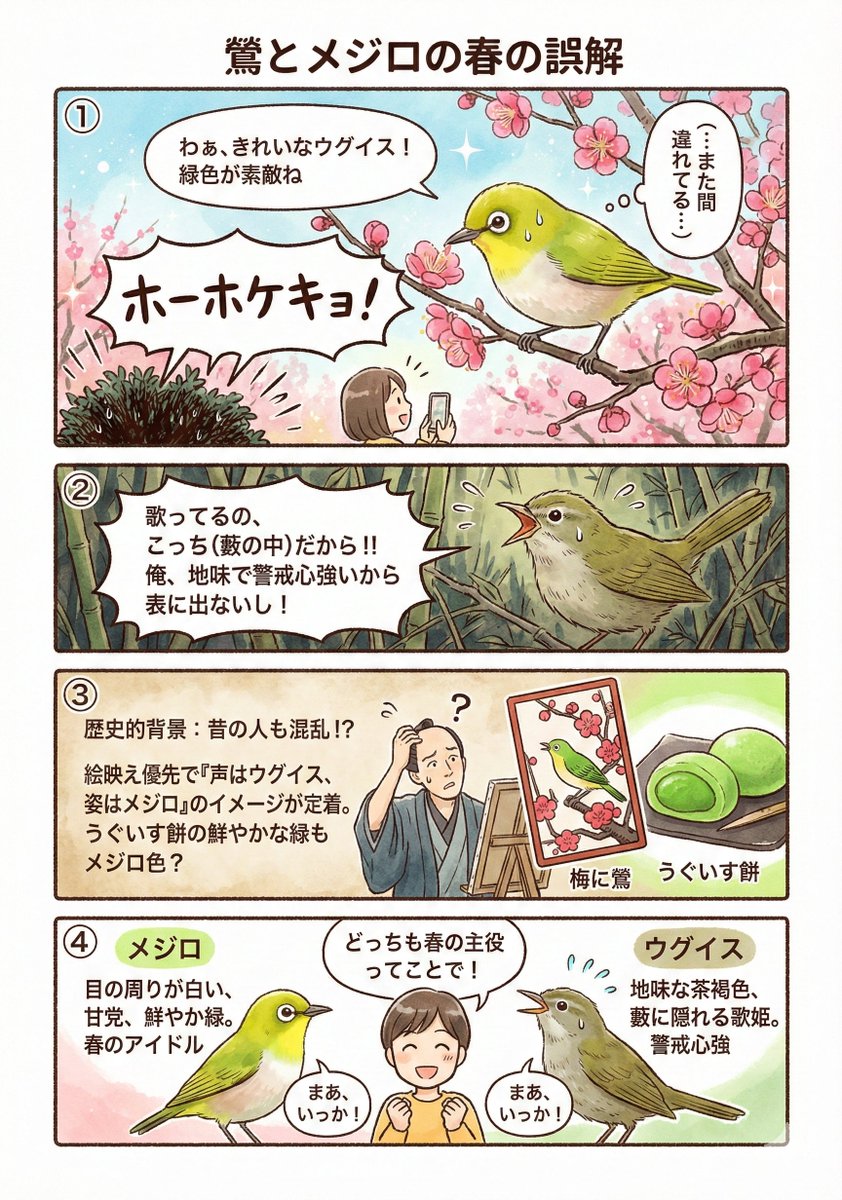 朝ドラのばけばけで「ウグイスとメジロ」をおリヨ様から間違えて
