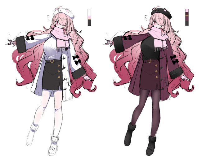 冬衣装デザ
どっちの色も可愛くていいなぁ 