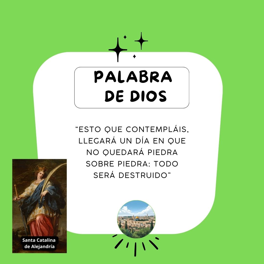 ¿Por qué nos torturamos con las preocupaciones del mundo cuando no quedará piedra sobre piedra? Por la mundanidad que anida en el corazón. Somos de carne, sí; y hay que velar por lo material, pero sobre todo somos espíritu y del Espíritu. Vivirlo bien nos traerá paz.