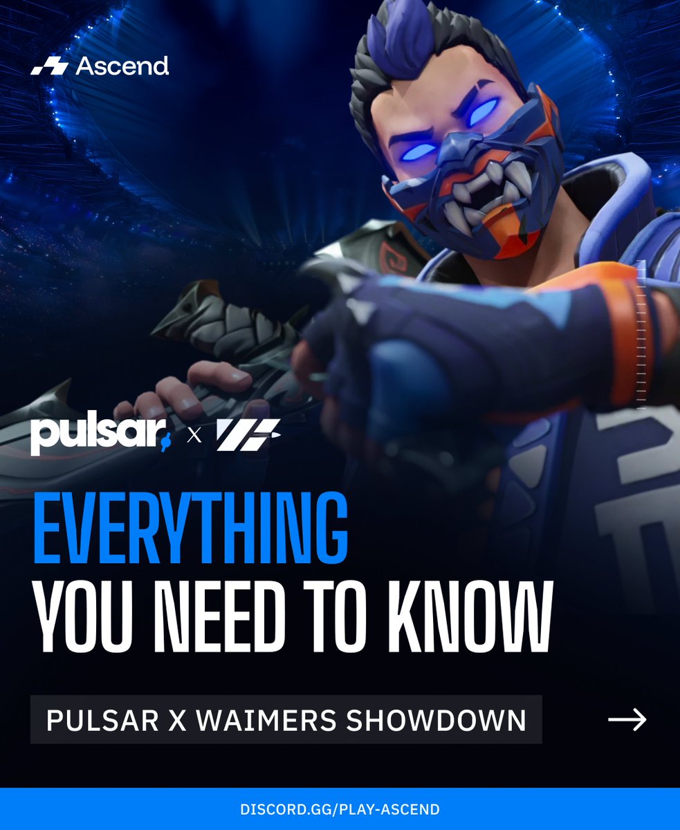 play_ascend's tweet image. The Pulsar x Waimers Showdown is here!🔥

₹2,00,000 worth of gear on the line, 64 teams going all in. Lock in, follow the action, don’t miss a single update.

#PlayAscend #PulsarxWaimersShowdown #VALORANT
