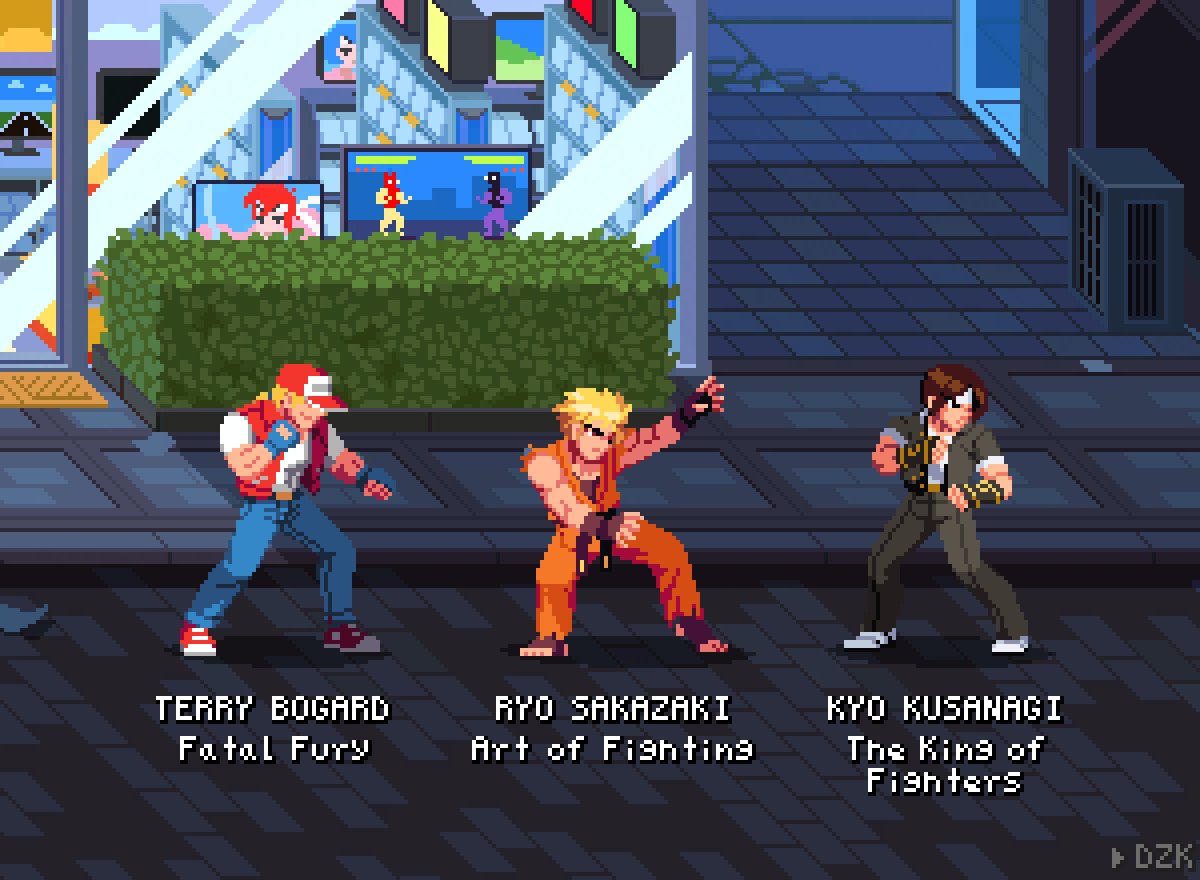 Dez_sprites's tweet image. Some protagonists of SNK games🕹️ - River City Girls style sprites!!!

#pixelart #sprites #SNK #KOF #TheKingOfFighters #FatalFury #ArtofFighting #TheLastBlade #SamuraiShodown #MetalSlug #Ikari #PsychoSoldier #RiverCityGirls #Crossover #videogame #fanart