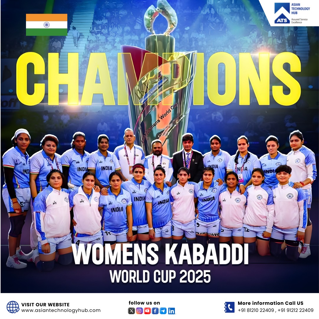 ATS_TechHub's tweet image. 🏆 Congratulations Team India!
Our Women’s Kabaddi Team wins the World Cup 2025! 🇮🇳
Proud moment for the nation—power, teamwork &amp;amp; determination at its best! 💙🔥

Register Now 👉 tally.so/r/mREvJQ

🌐 asiantechnologyhub.com

#WomensKabaddi #IndiaWins #WorldCup2025 #ATH