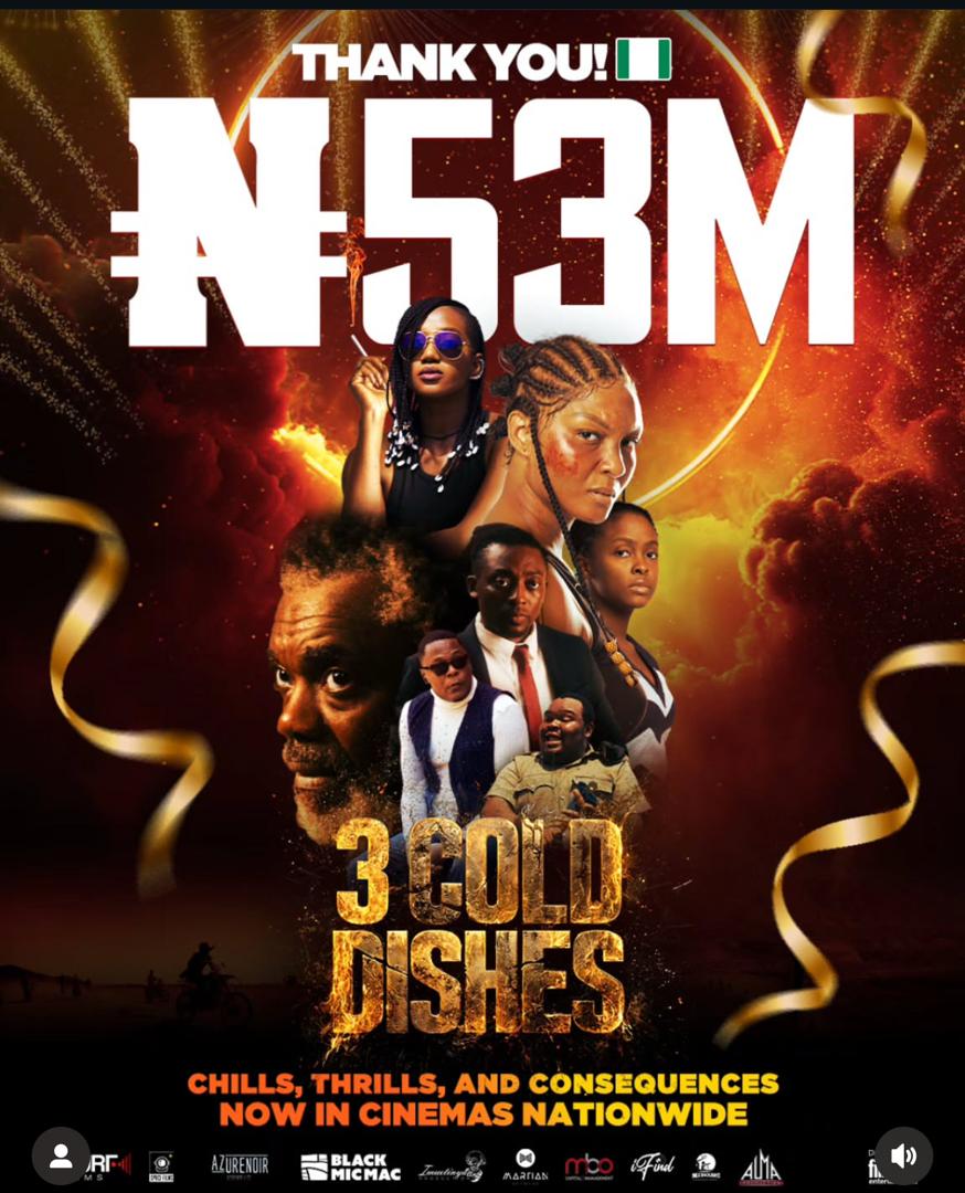 3colddishesfilm's tweet image. 🍿3 COLD DISHES has officially crossed ₦53M at the box office and we’re just getting started. Thank you to every single person who bought a ticket, told a friend, posted a reaction, or pushed this story forward. ❤️🔥

Next stop… FRANCOPHONE AFRICA.
From this Friday, the…