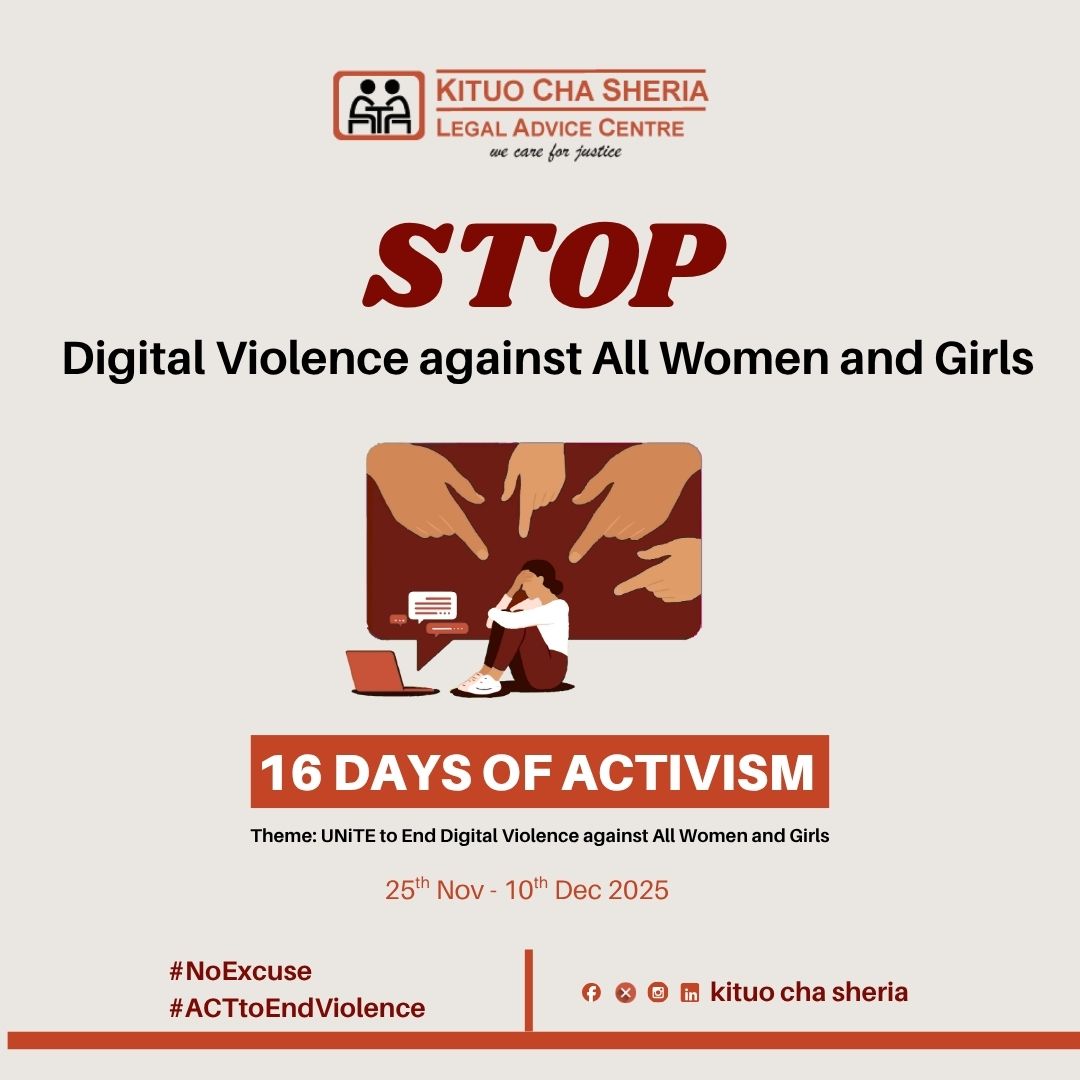 KituoSheria's tweet image. Today, as we begin the #16DaysofActivism, we join the global #UNiTE campaign to #EndDigitalViolence. 
Online abuse is not “just internet drama”; it is violence with real-world consequences. Digital spaces must be safe for all.
#UNiTE #EndTFGBV #NoExcuse #ACTtoEndViolence