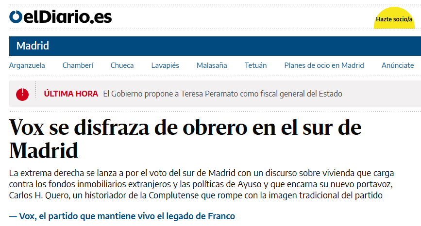 Vox vota sistemáticamente en contra de la clase trabajadora y en contra de las personas:

🔴 VOX ha votado en contra de la mayoría de las leyes y propuestas que otorgan nuevos derechos a los trabajadores en el Congreso.

🔴 Vox votó en contra de la Ley de Vivienda nacional, así