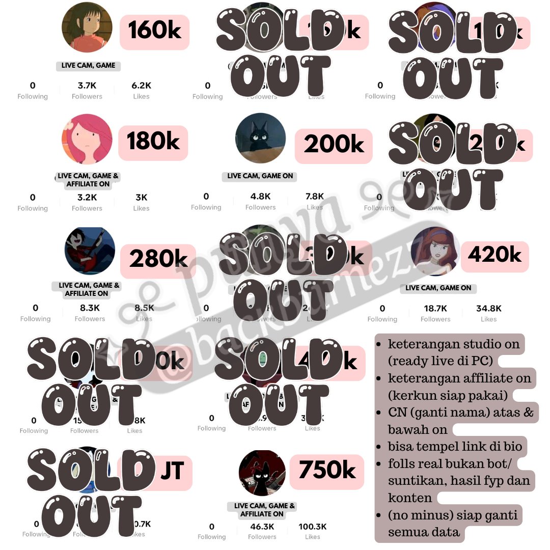 🍥*ೃ nez | 3000+ testi | Jual Akun Tiktok tweet media