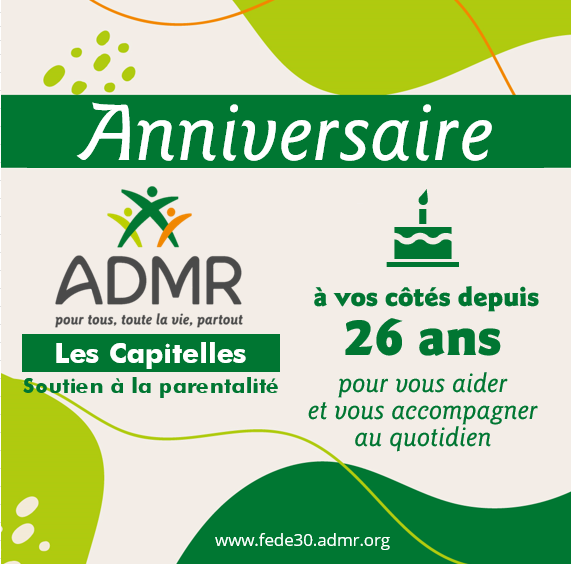 #anniversaire
📅 Aujourd'hui le réseau <a href="/AdmrGard/">ADMR GARD</a> souhaite un joyeux anniversaire 🎂 à l'association locale ADMR Les Capitelles qui œuvre depuis 2️⃣6️⃣ ans pour faciliter le quotidien des familles et des personnes accompagnées.
👏 Bravo et bonne continuation à toute l'équipe ! 🎉