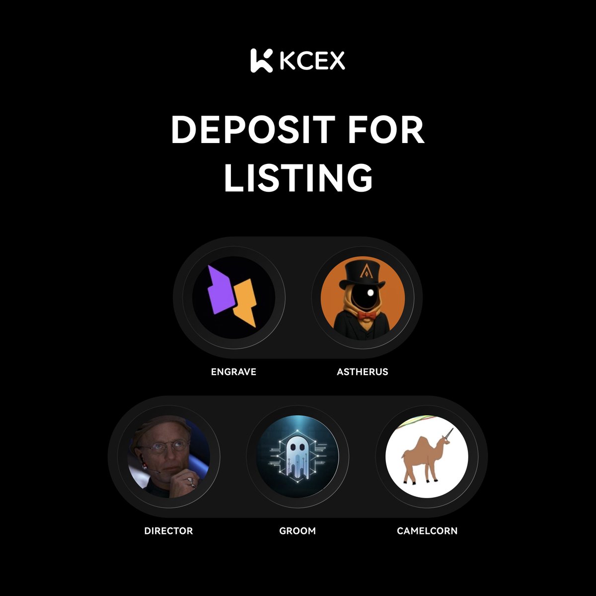 📢 #KCEX Weekly"Deposit for Listing" is LIVE !

🗓️ Vote Period: Nov 25, 3:00 AM – Nov 26, 3:00 AM (UTC)
Support the project you love by depositing now:

🔸 $DIRECTOR  <a href="/DirectorOnSol/">$DIRECTOR</a>
🔸 $ENGRAVE  <a href="/engraveprotocol/">Engrave Protocol</a>
🔸 $ASTHERUS  <a href="/AstherusCult/">Astherus Ascendants</a>
🔸 $GROOM   <a href="/GhostRoomSol/">Ghost Room</a>
🔸 $CANELCORN